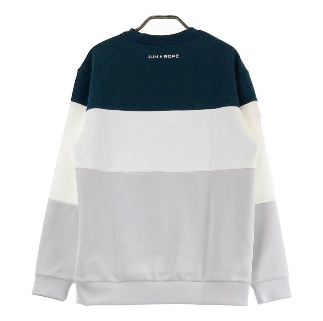 美品】Jun & Ropé カラーブロックフロントプリント長袖プルオーバー