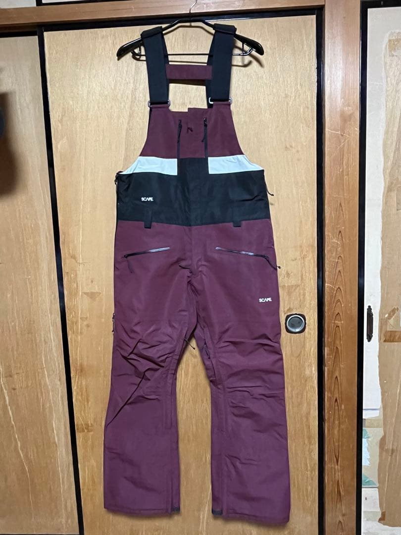 SCAPEスノーボード ビブパンツ バーガンデイ