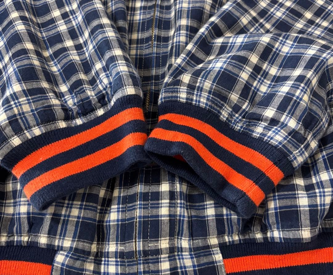 STUSSY ステューシー 刺繍ロゴ チェック柄 リブライン ブルゾン - メルカリ