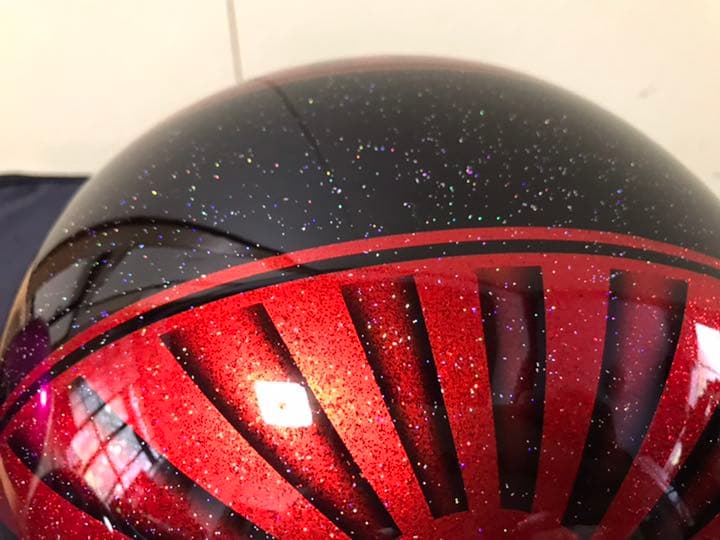 7色ラメ 黒赤 富士日章 コルク半 ヘルメット 暴走族 旧車會 ゼファー