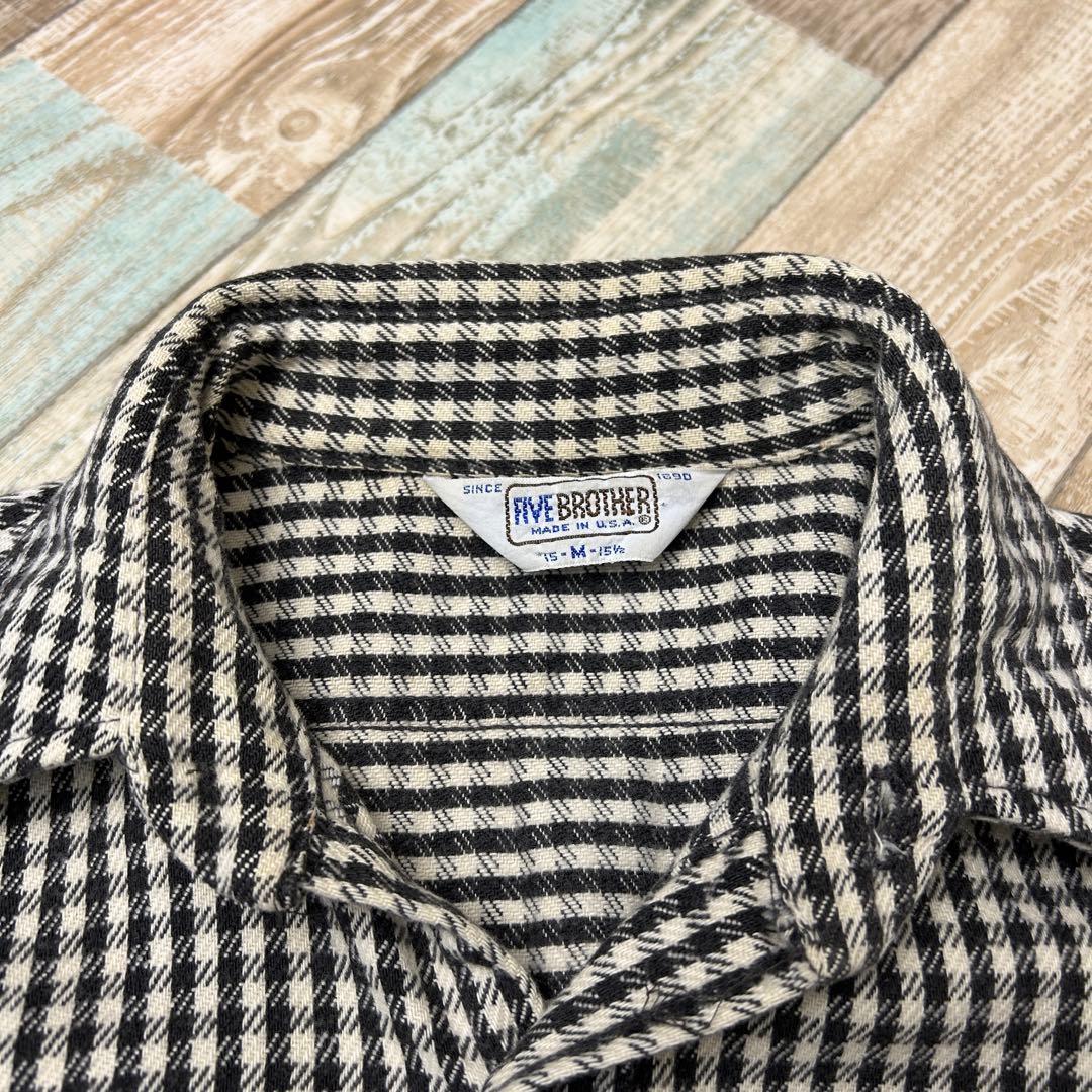 レアデザイン 70s USA製 ファイブブラザー ネルシャツ ギンガム
