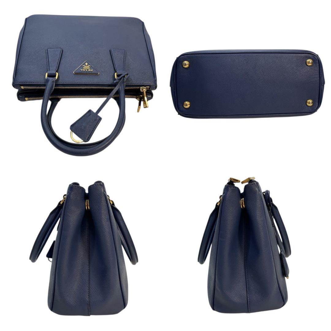 プラダ ハンドバッグ ガレリア サフィアーノ 三角ロゴ ブルー 5314