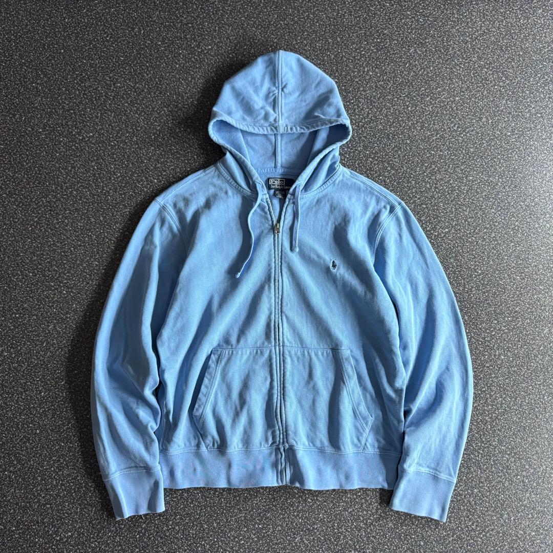 90s Polo by Ralph Lauren zip hoodie 水色 - メルカリ