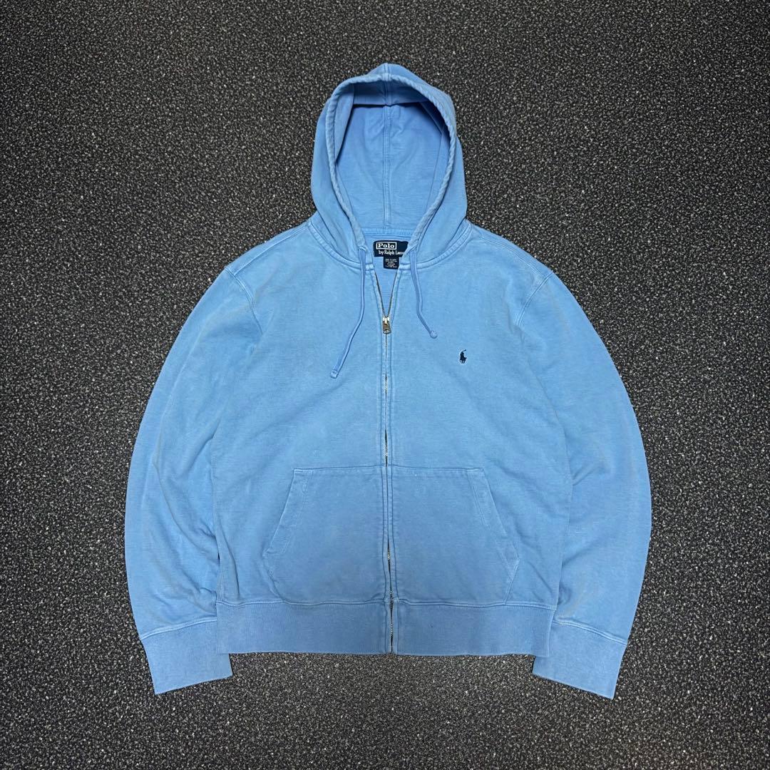90s Polo by Ralph Lauren zip hoodie 水色 - メルカリ