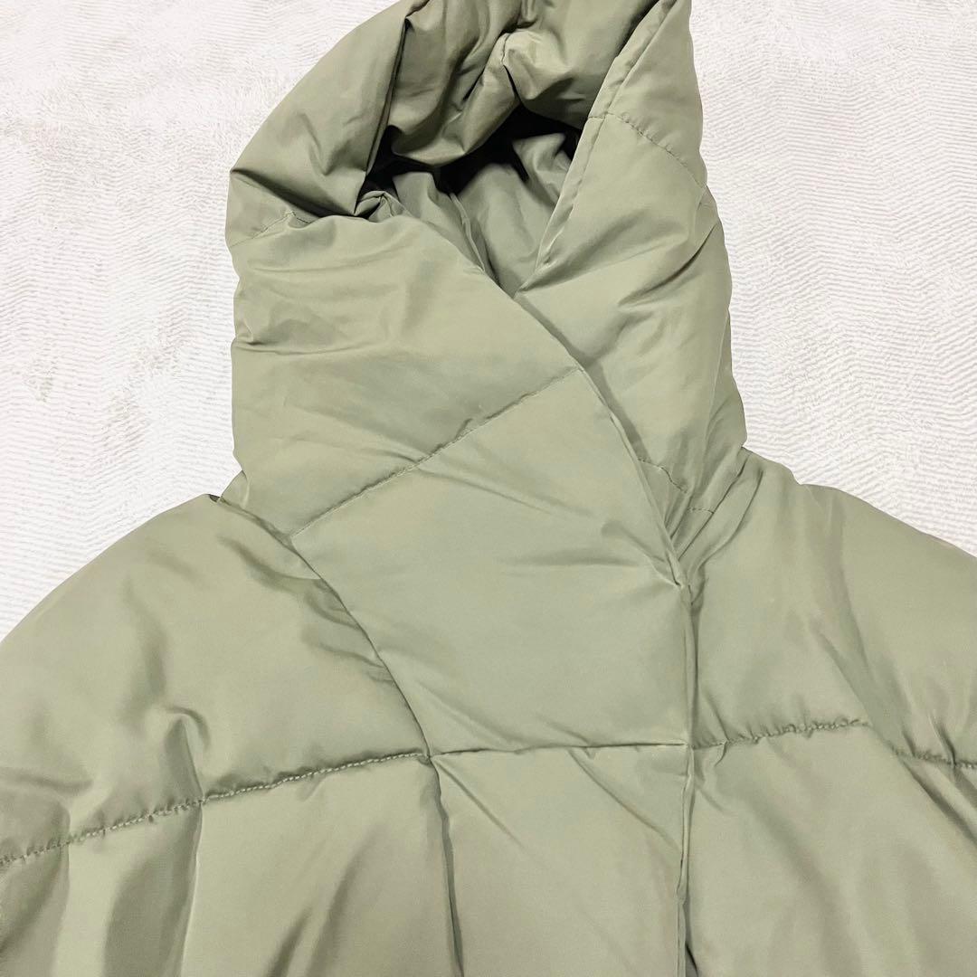 良品✨️】H＆M フード付きオリーブグリーンダウンジャケット Mサイズ