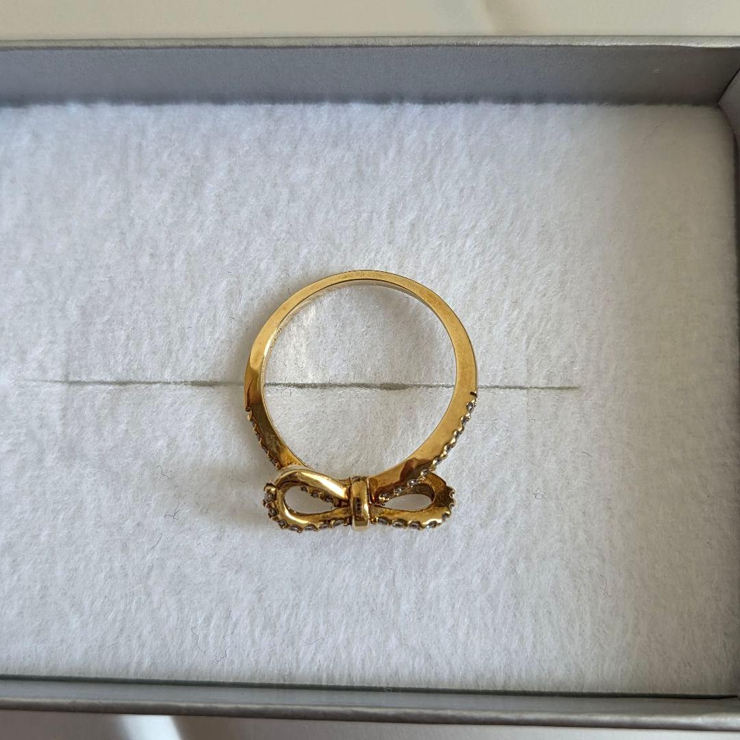 ち*こ様 K18　YG　リボンリング　ダイヤモンド　チャーミータナカ　0.21c