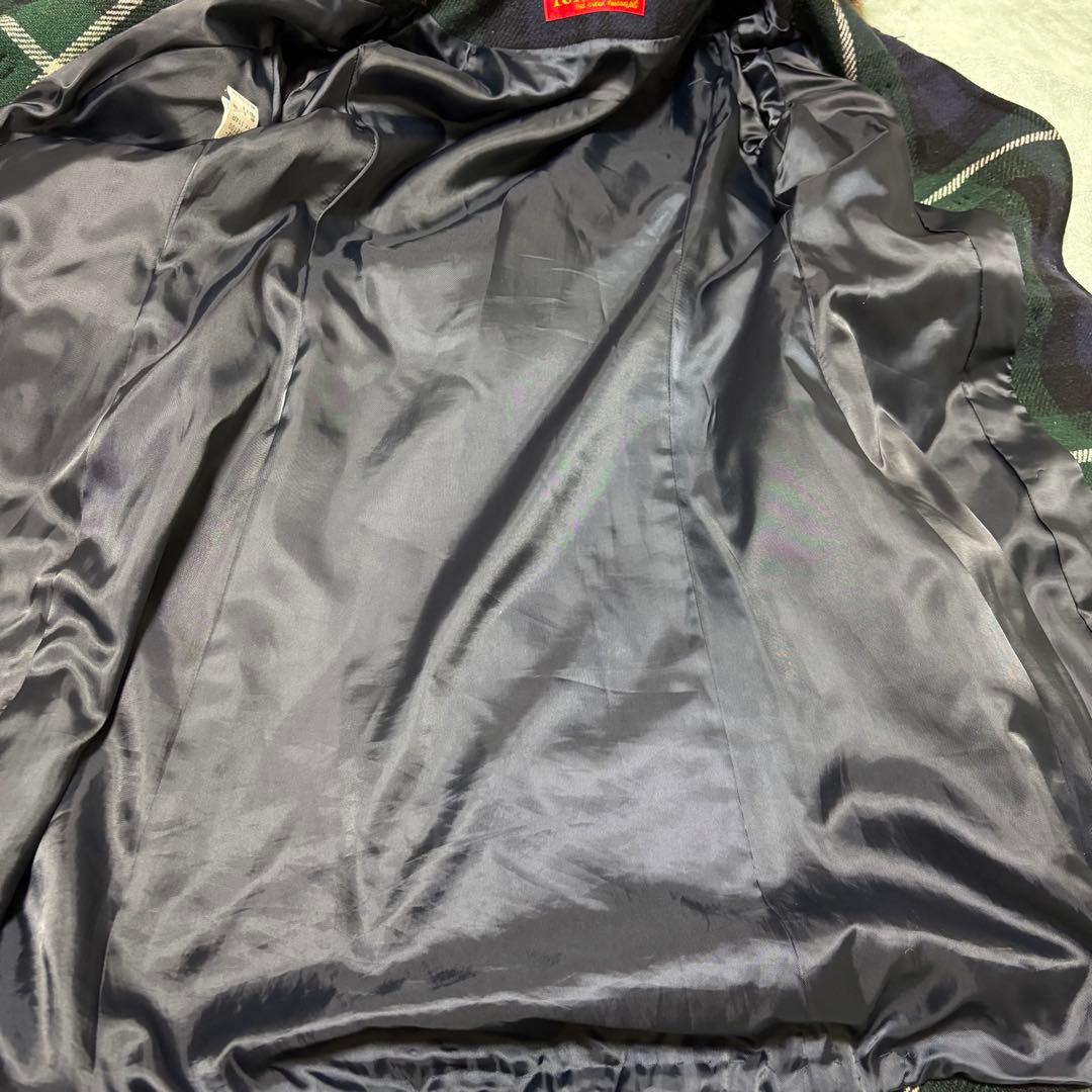 美品 ヨークランド ダッフルコート ファー フード チェック