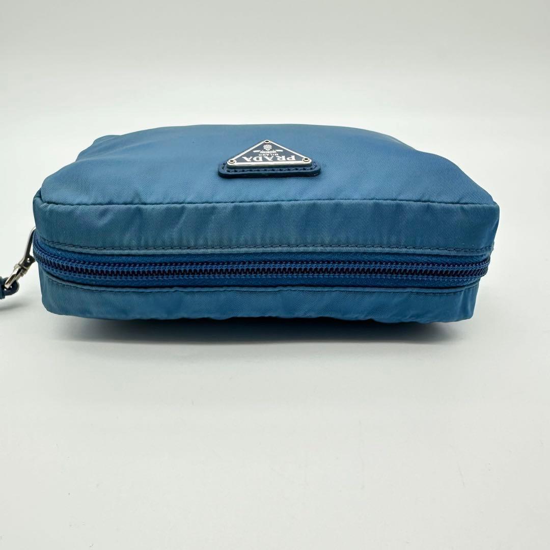 PRADA プラダ テスート ナイロン ポーチ 青 ダークブルー 三角ロゴ
