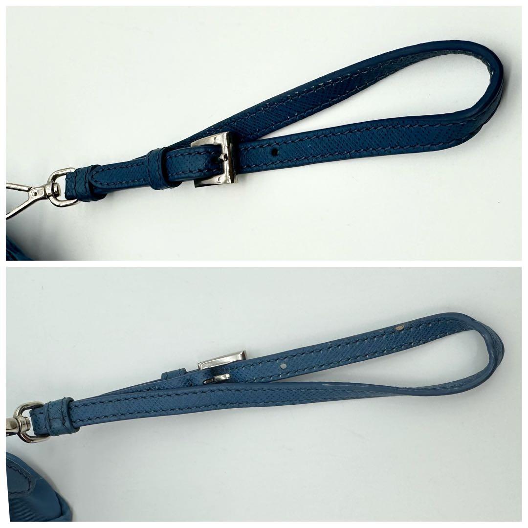 PRADA プラダ テスート ナイロン ポーチ 青 ダークブルー 三角ロゴ