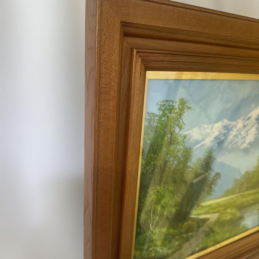工藤昭重　真作　肉筆　油彩　キャンバス絵画　風景画　アルプス山脈　インテリア