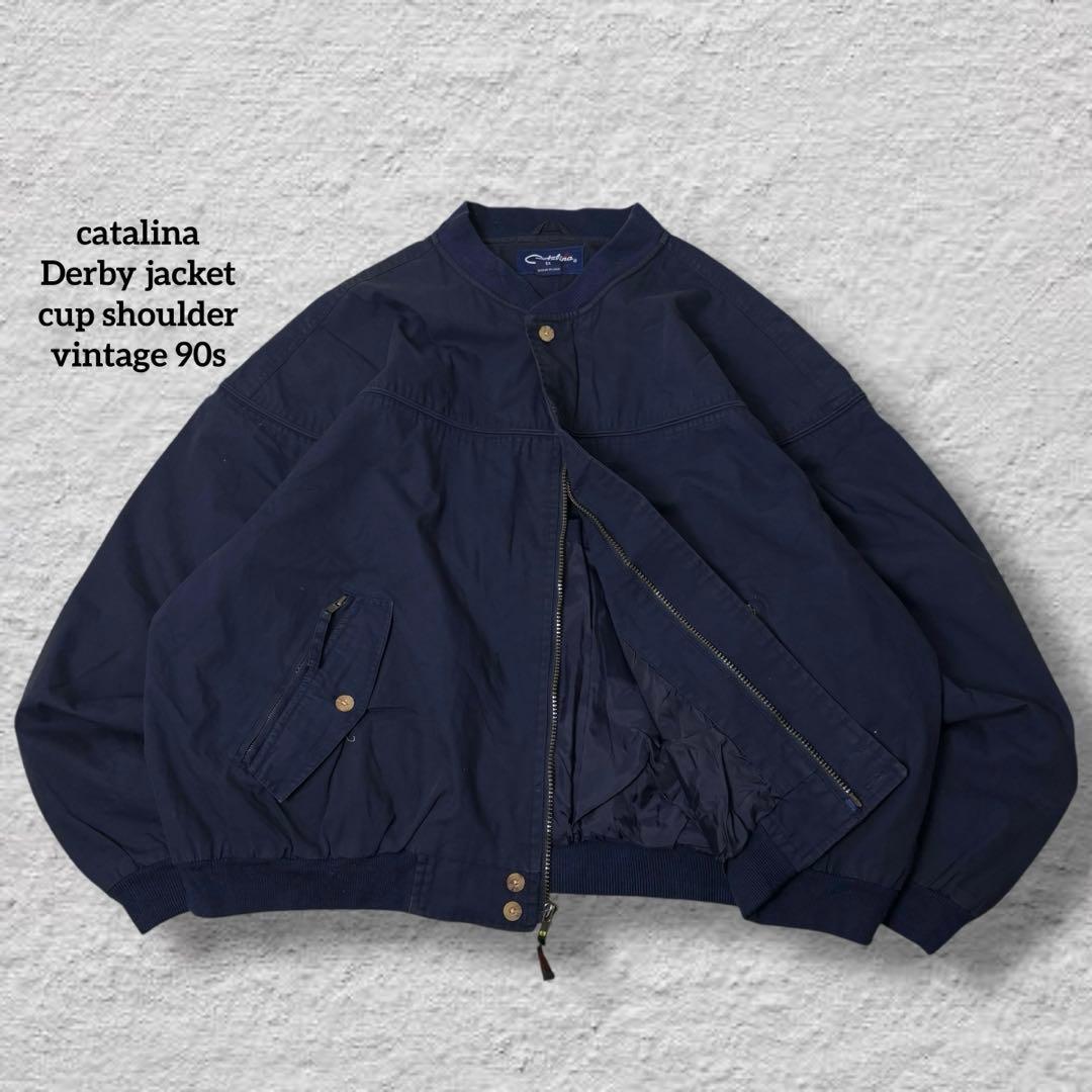 catalinaダービージャケットカップショルダー90s古着vintage紺XL