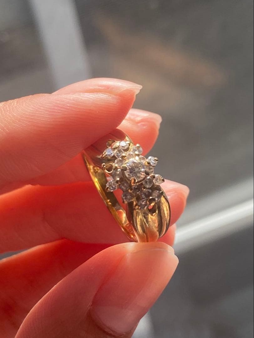 K10ゴールド ダイヤモンドリング K10 ダイヤモンド リング 四角形