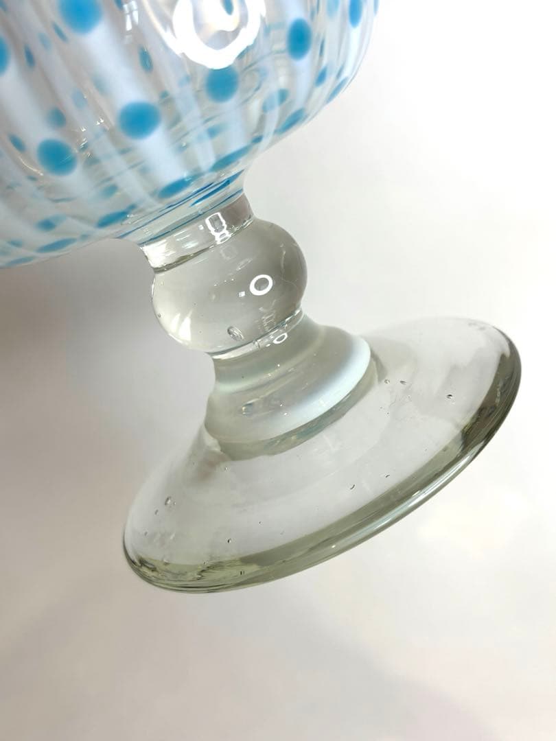 めぐお様専用昔ガラス フリル ドット 乳白色 コンポート 気泡 アンティーク