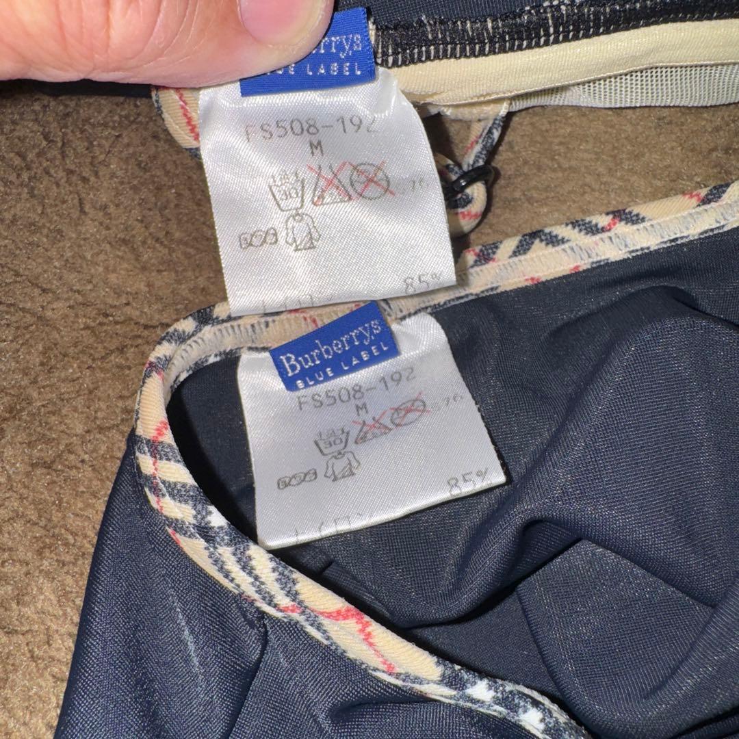 ①Burberry スカート付き水着 M 黒　ノバチェック　山陽商会 日本人M