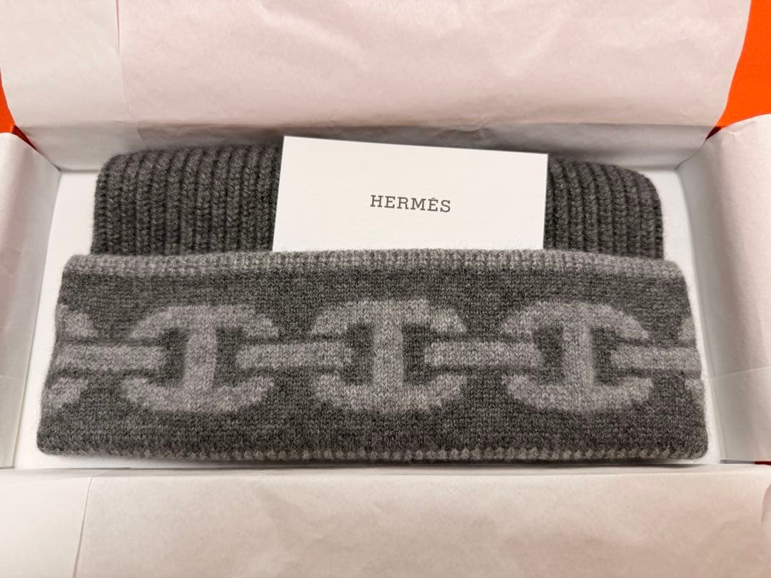新品未使用　エルメス　カシミヤニットキャップ 《ヘヴン》　グレー