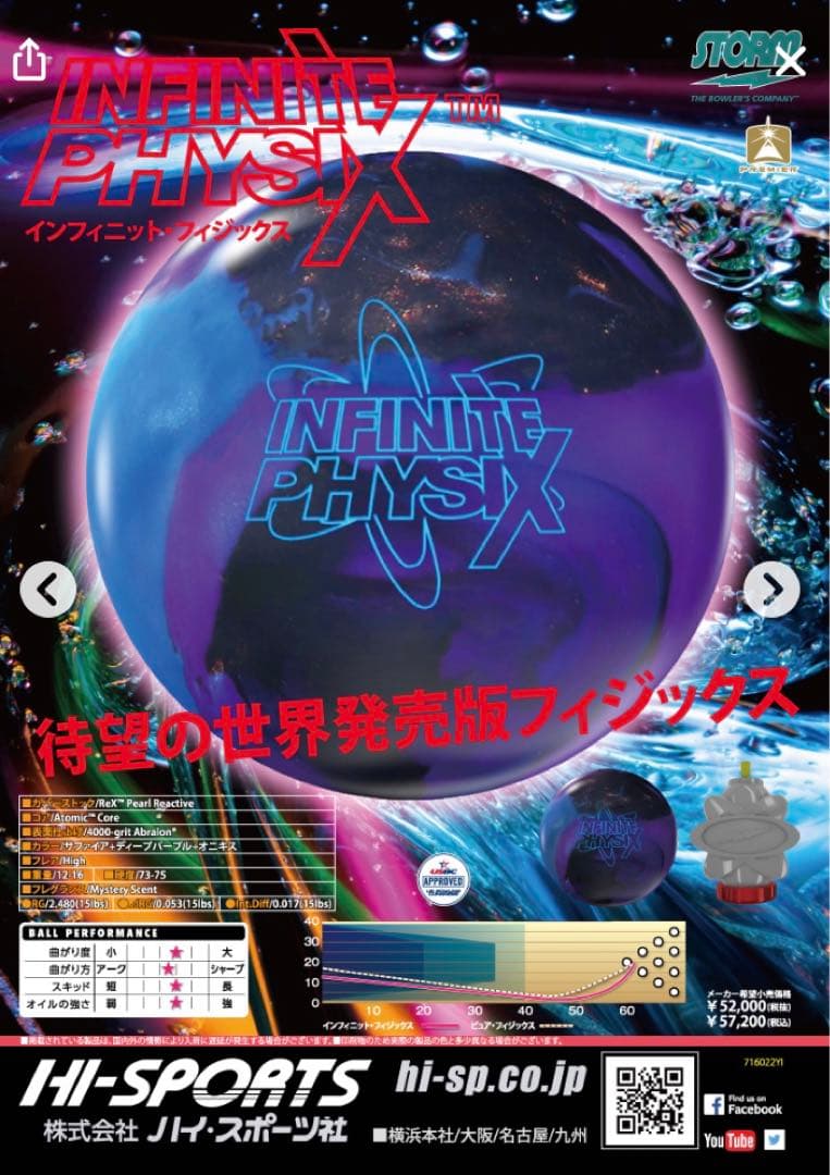 インフィニットフィジックス 15ポンド ストーム ボウリングボール