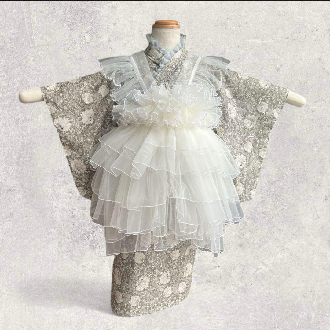 再販】 七五三 着物 ハンドメイド ウィリアムモリス 女の子 被布 被布