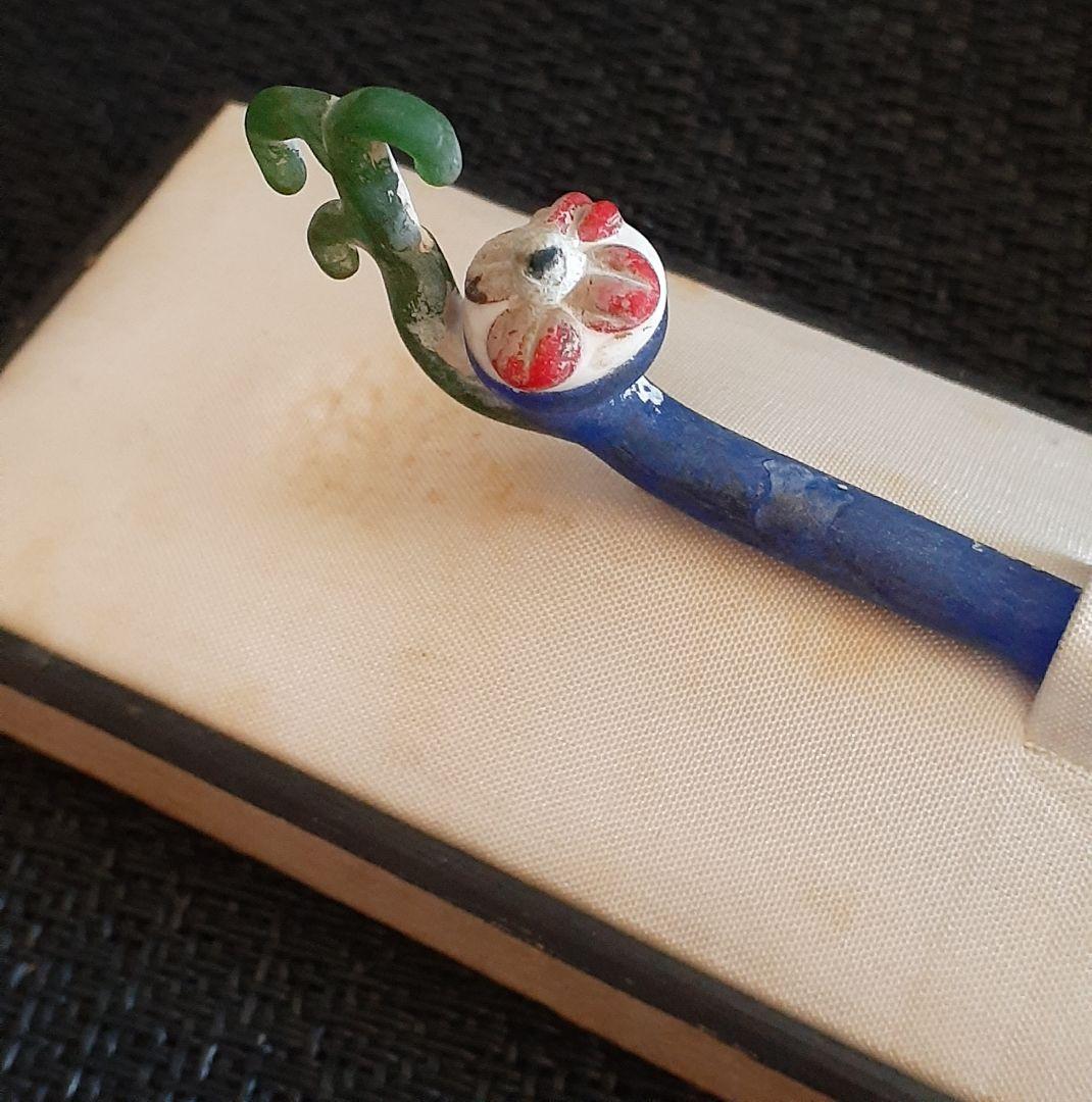 古代オリエントガラス】【古代ローマンガラス】青硝子 棒状 装飾品 簪