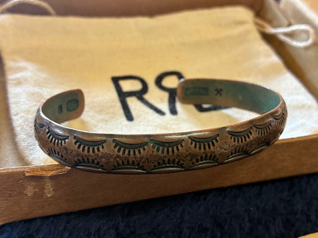 RRL バングル ブレスレット 純銅ジュエリー ダブルアールエル 正規品 ダブルアールエル) RRL アメリカ製 ハンドメイド ナバホ スタンプ