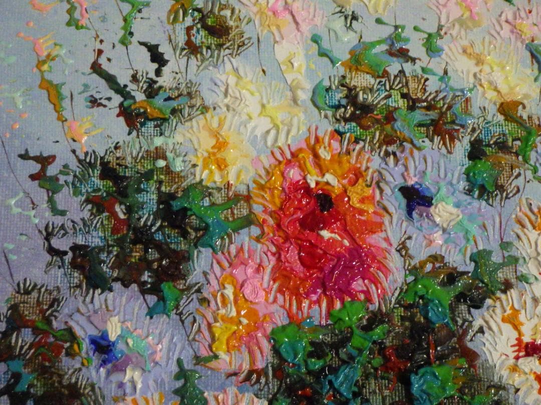 真作 油彩 古川明雄 野の花 肉筆 P4 額装 49.5㎝×40.5㎝×4.5㎝ - メルカリ