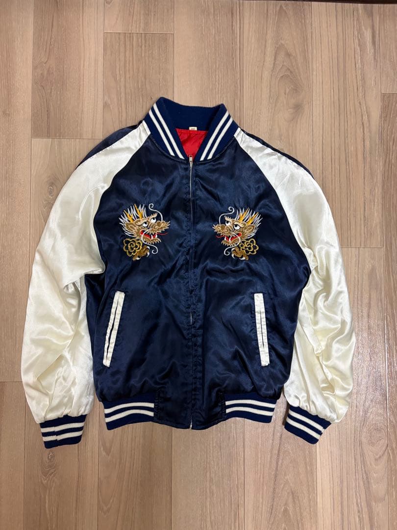 ネイビー スカジャン ドラゴン刺繍 - メルカリ