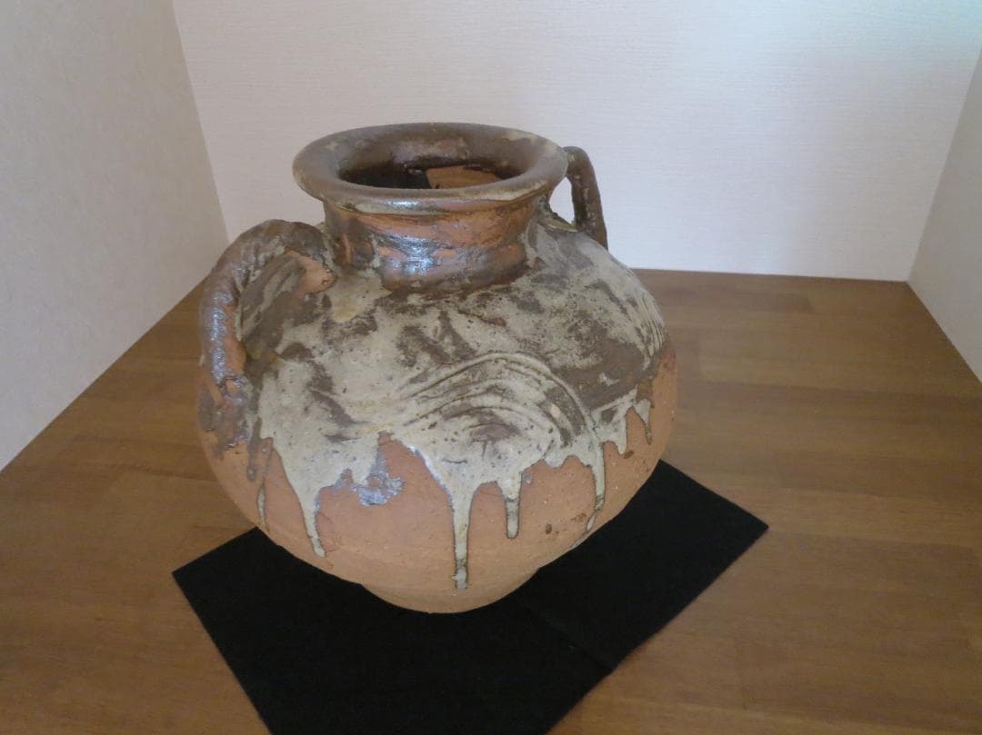 耳付　壺　松下松長作　木箱付き