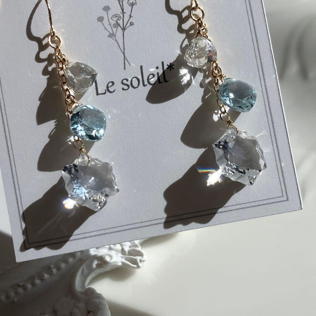 ポメころび様専用◇ラスト1点✧雪の結晶✧水晶×スカイブルートパーズ