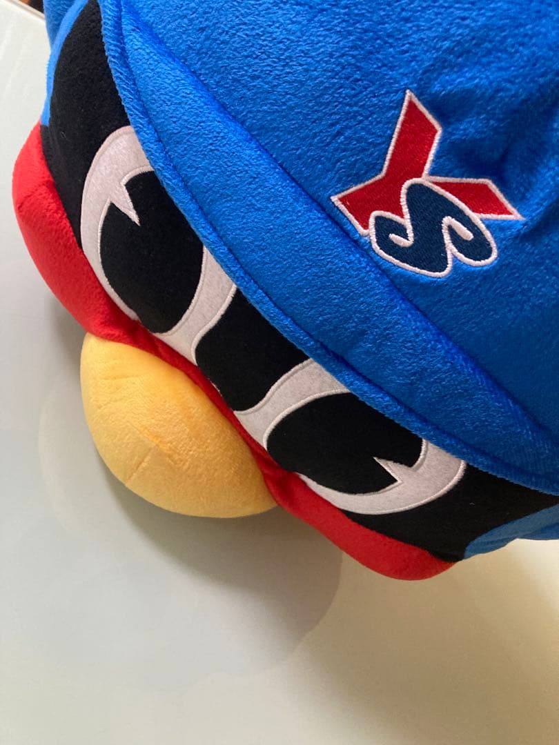 ロゴ 刺繍入り クッション つば九郎 顔型クッション 信じられない