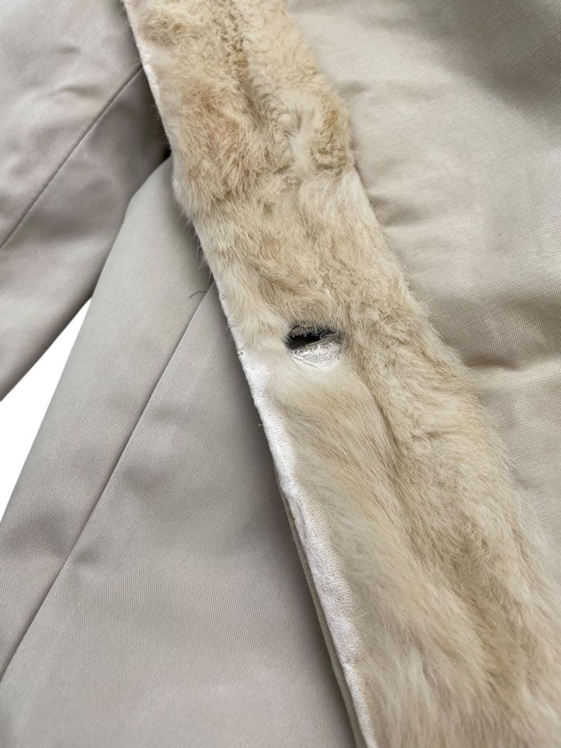 FENDI】フェンディ 毛皮 ナイロン ステンカラーコート ベージュ 40
