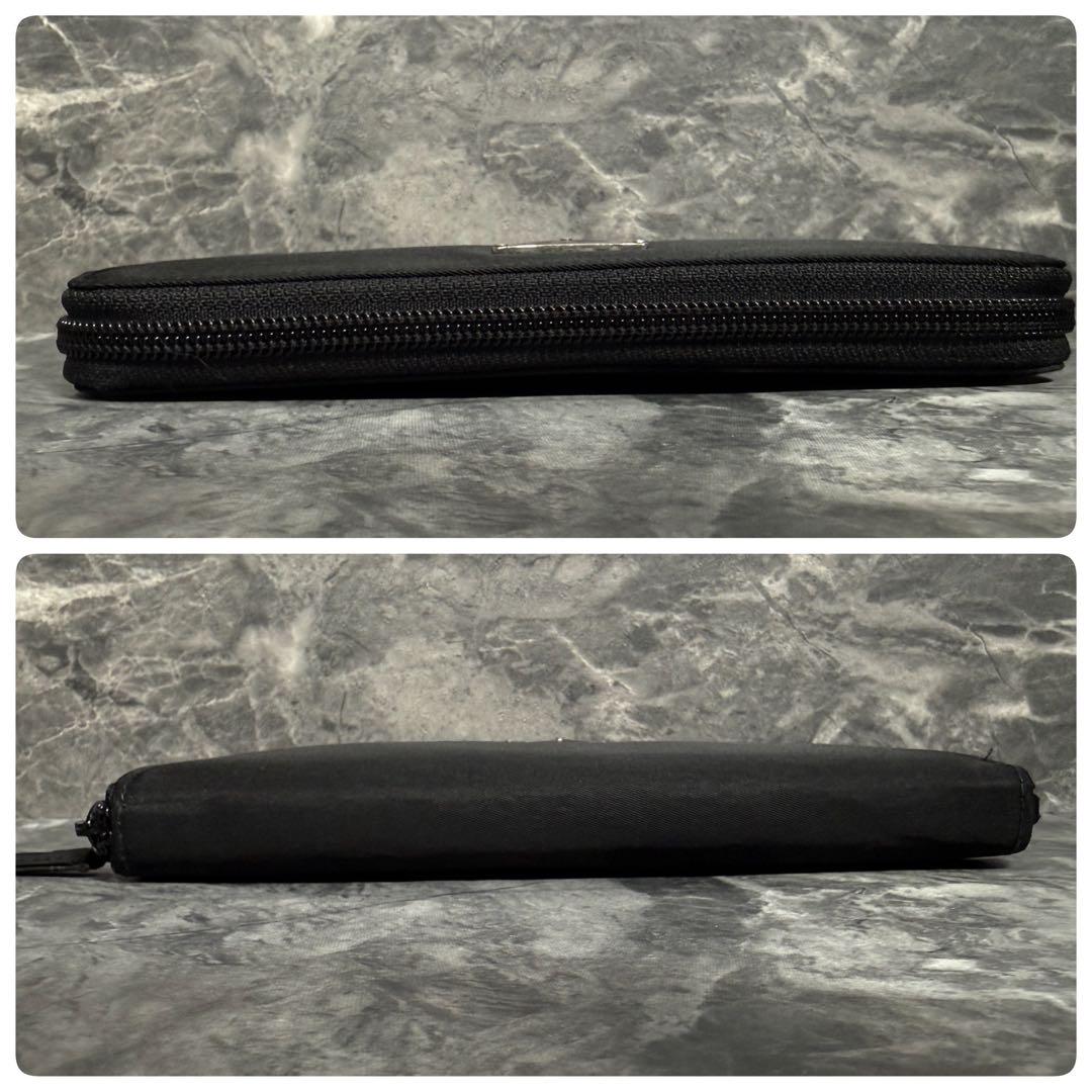 美品 PRADA トライアングルロゴ テスートナイロン ラウンドファスナー