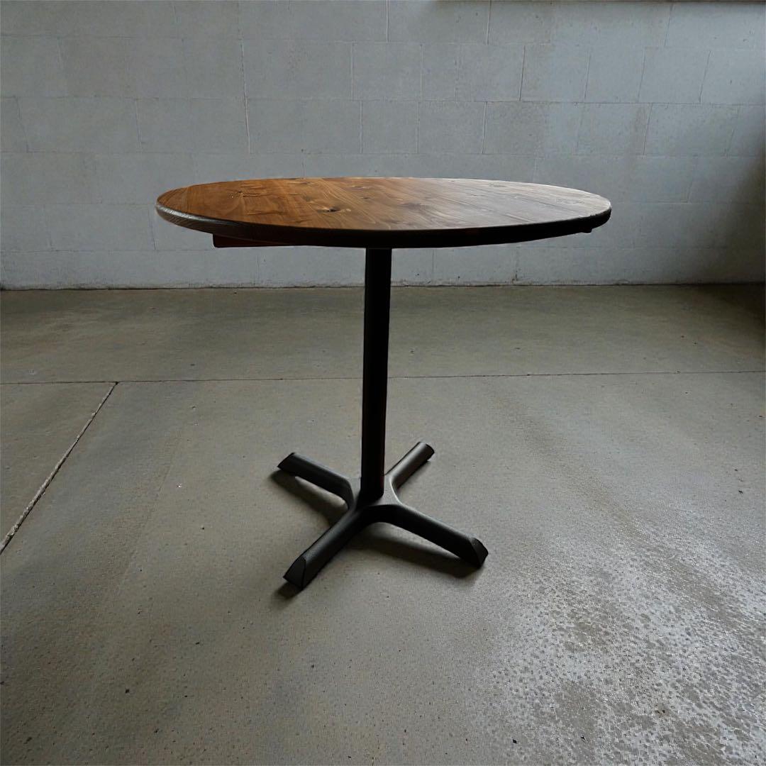 丸テーブル 机 リビング ダーク アイアン カフェ 天然木 無垢材 - メルカリ