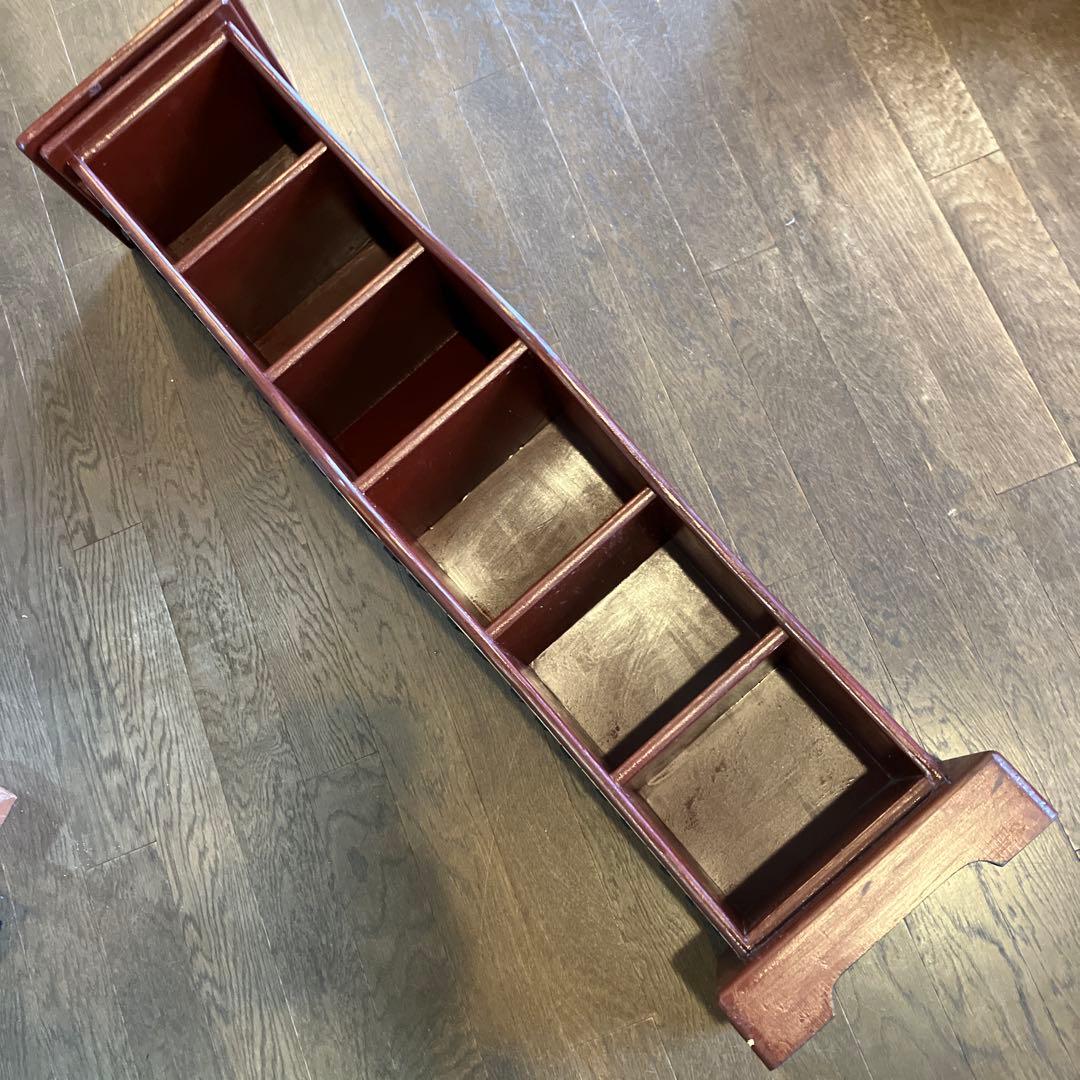 ピアノ鍵盤（両面）デザイン6段棚最大90枚 CD 収納 アンティーク調