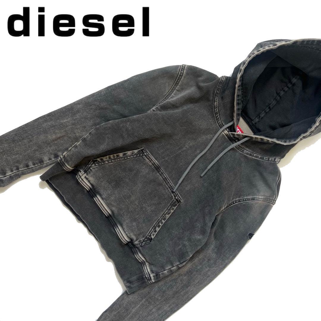 diesel ディーゼル 1DR デニム パーカー ブラック 黒 レディース S
