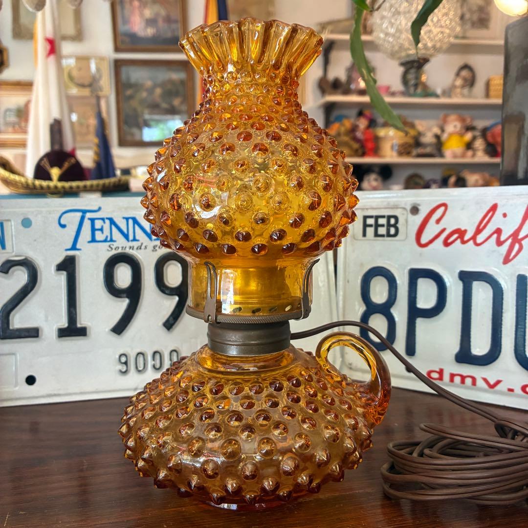 超レア美品！50s〜60sOLD Fentonフェントン社アンバーガラスランプ アメリカ FENTON テーブルランプ | キヤアンティークス