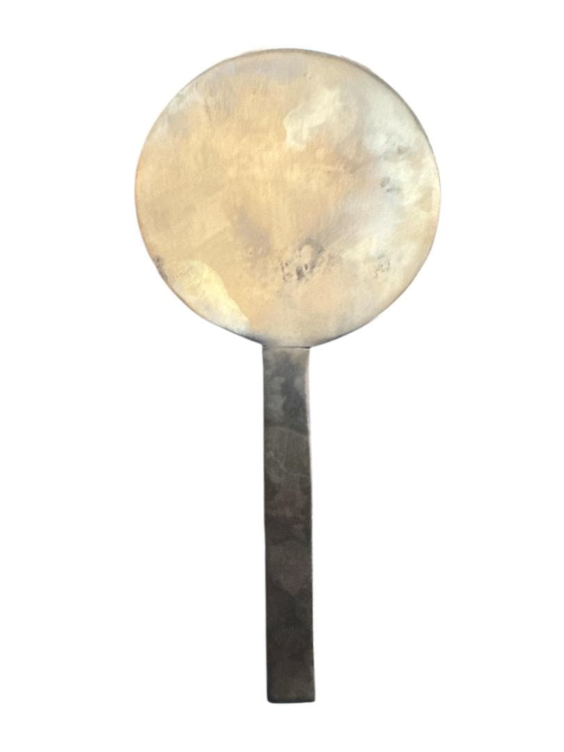 博物館展示品 軍配と竹に雀 藤原光政 江戸時代 和鏡 古鏡 古物 手鏡