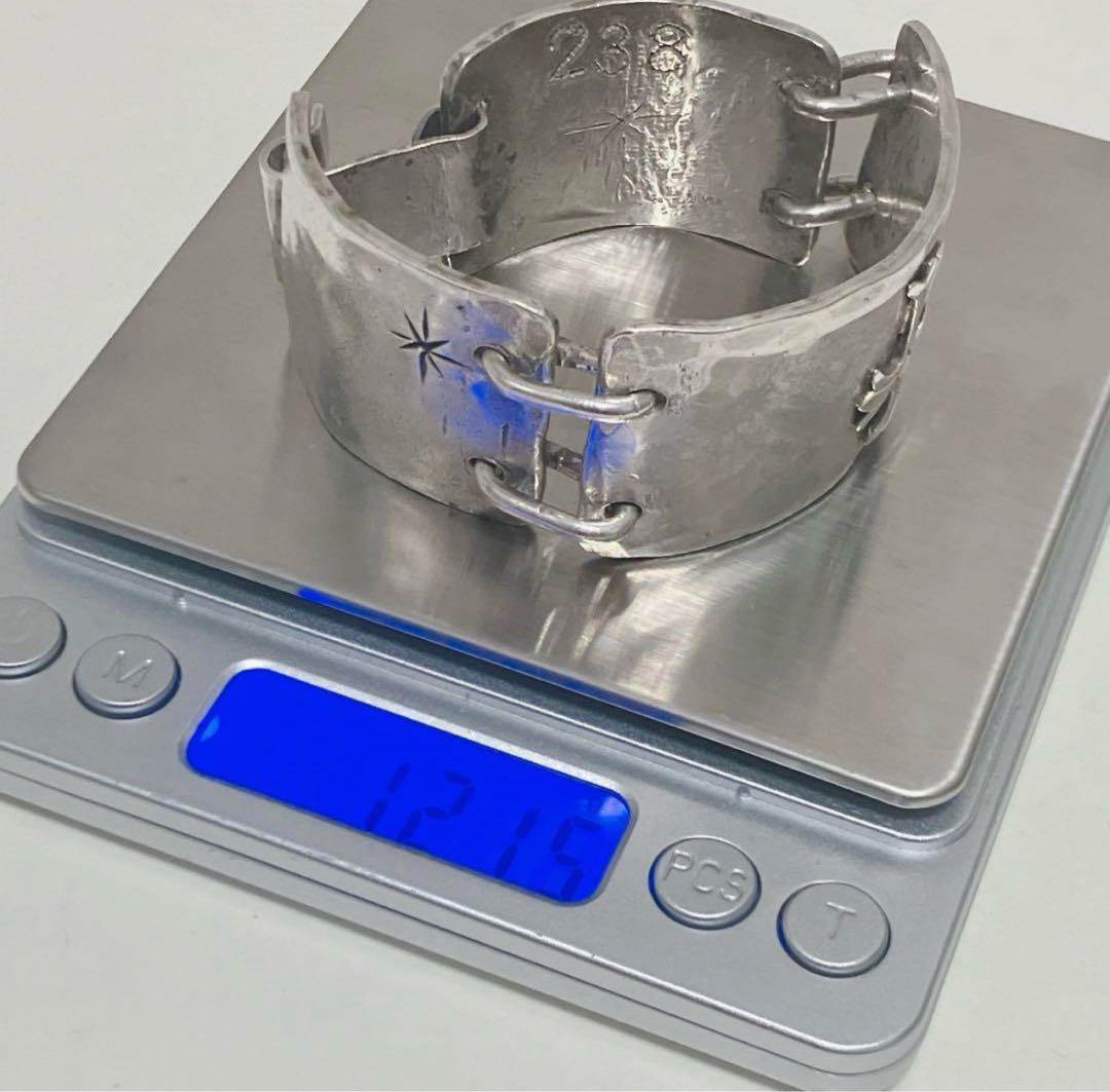 あ*ん様 重厚121.5g ヴィンテージシルバーブレスレット クロス 925 ナ