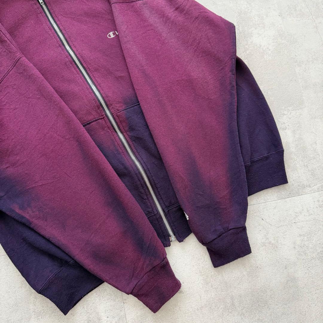 鬼フェード” パーカー Boro ボロ 褪色 パープル×ネイビー ジップアップ