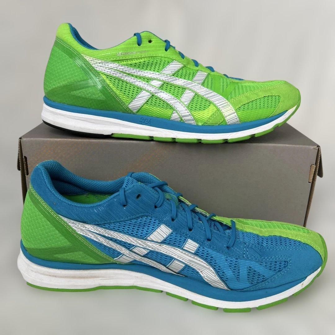 asics ランニングシューズ 4-wide 27.5cm 緑／青