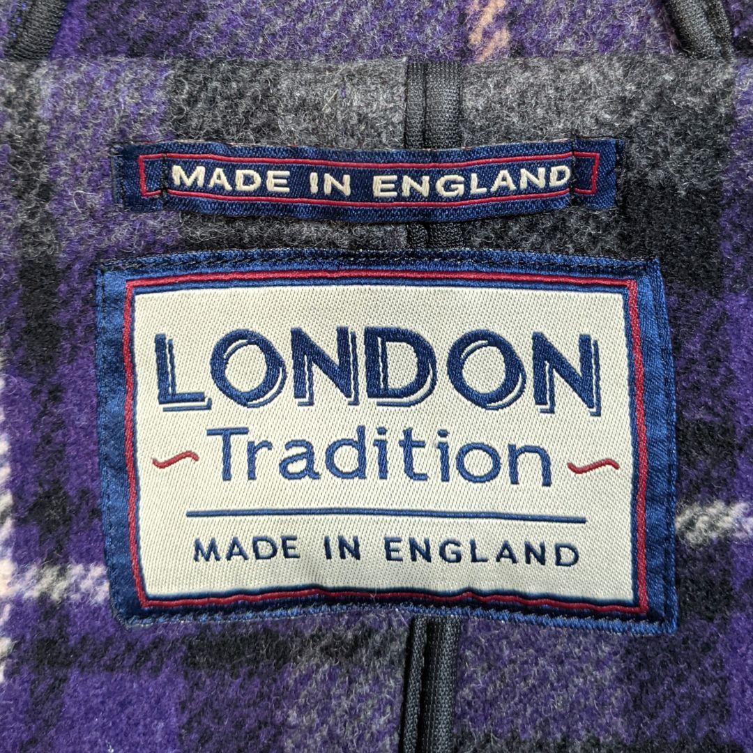 希少 ロンドントラディション ロング ダッフルコート チェック 柄