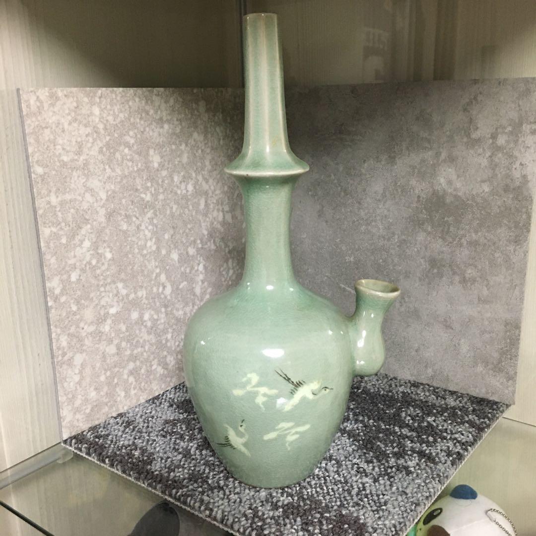 青磁 浄瓶 水瓶 水差 花瓶 一輪挿し 仏教 仏具 陶印ありの通販はau PAY