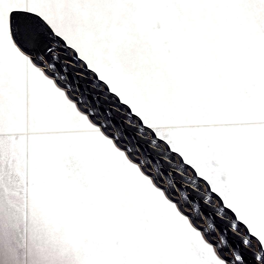 【美品】ホワイトハウスコックス レザーメッシュベルト 黒 32/80 2.8mm