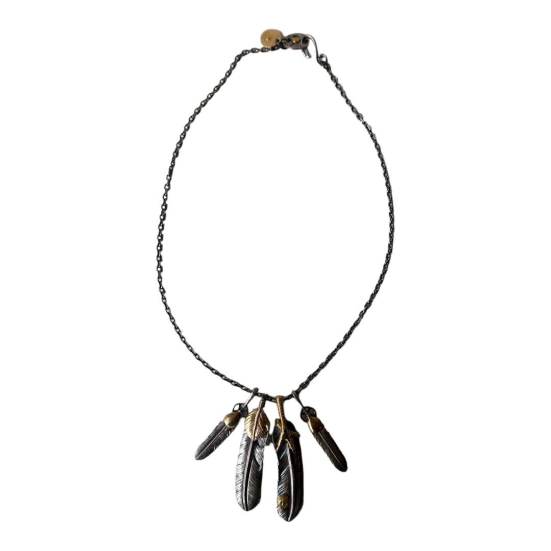 インディアンジュエリー フェザー4枚&イーグルフックネックレス - メルカリ