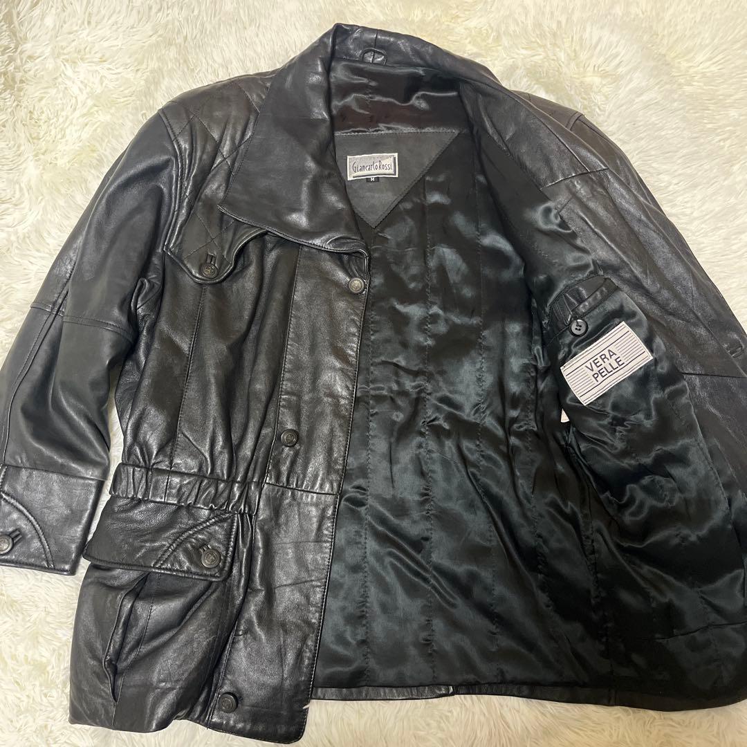 y2k gimmick highneck leather jacket シープ - メルカリ