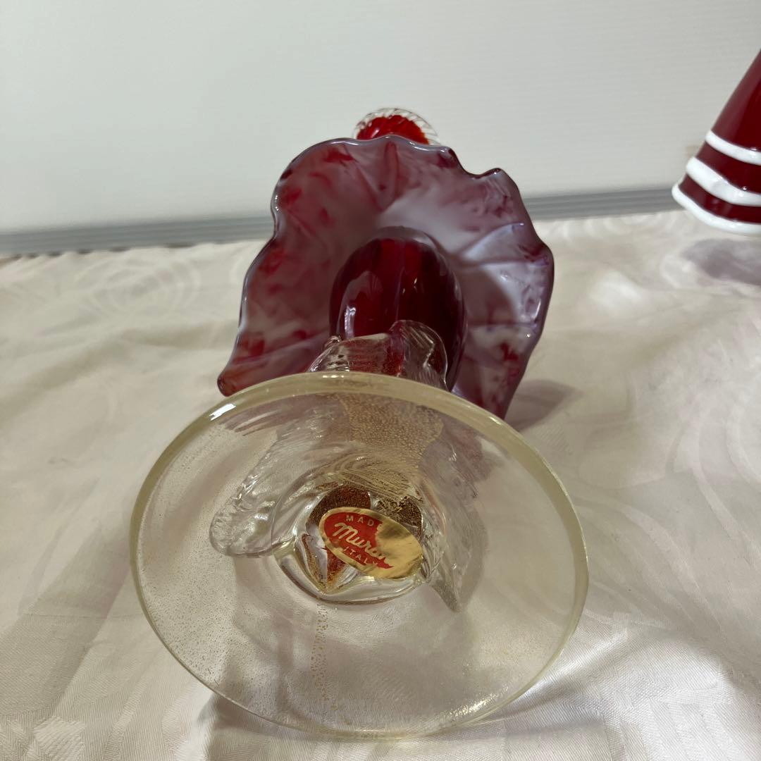 ベネチアンガラス美術品工芸品ムラーノガラスペア人形赤金彩 - メルカリ