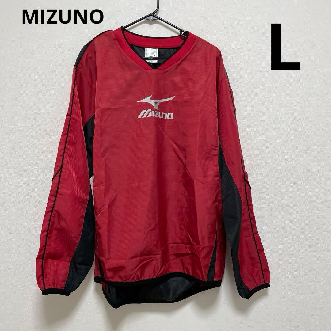 ミズノ メンズ 長袖ピステトップ ウィンドブレーカー L 赤 黒 サッカー