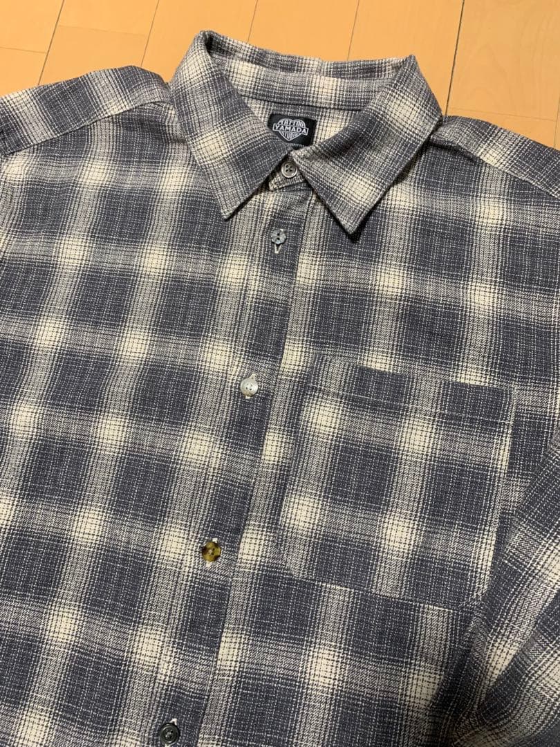 tattoo studio yamada オンブレ ネルシャツ グレー M - トップス安く