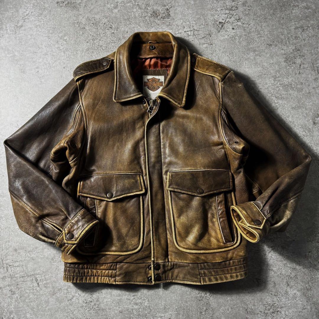90s ハーレーダビッドソン フライトレザージャケット A-2 G-1 - メルカリ