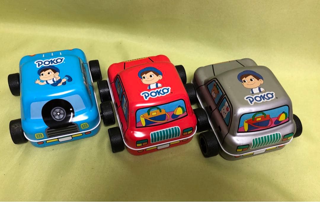 不二家のポコ ちゃんミニカー 3台セット新品未使用！定年劣化サビ