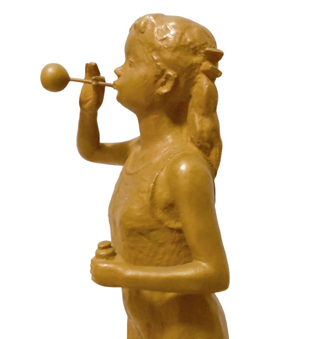 しゃぼん玉 矢野秀徳 ブロンズ 少女像 オブジェ 177/950 矢野静子識箱