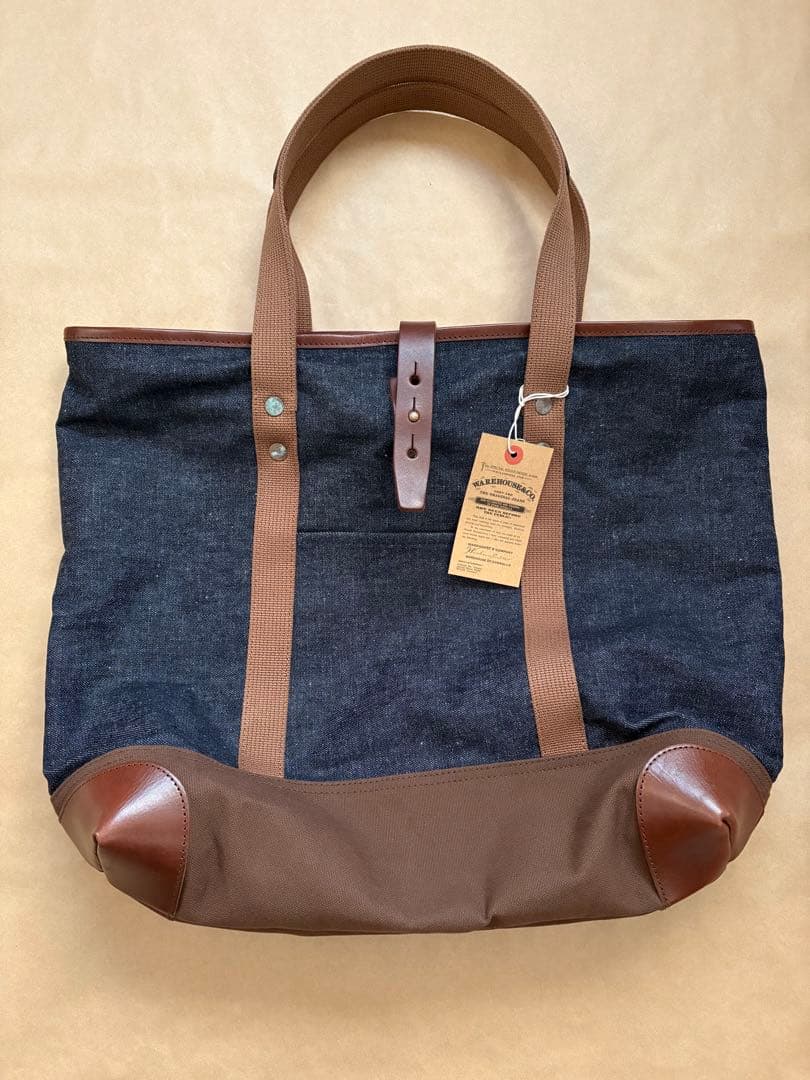 新品 ウエアハウス Lot 5212 デニム トートバッグ ダック レザー 生地 WAREHOUSE（ウエアハウス） デニム トートバッグ Lot 5212 DENIM TOTE
